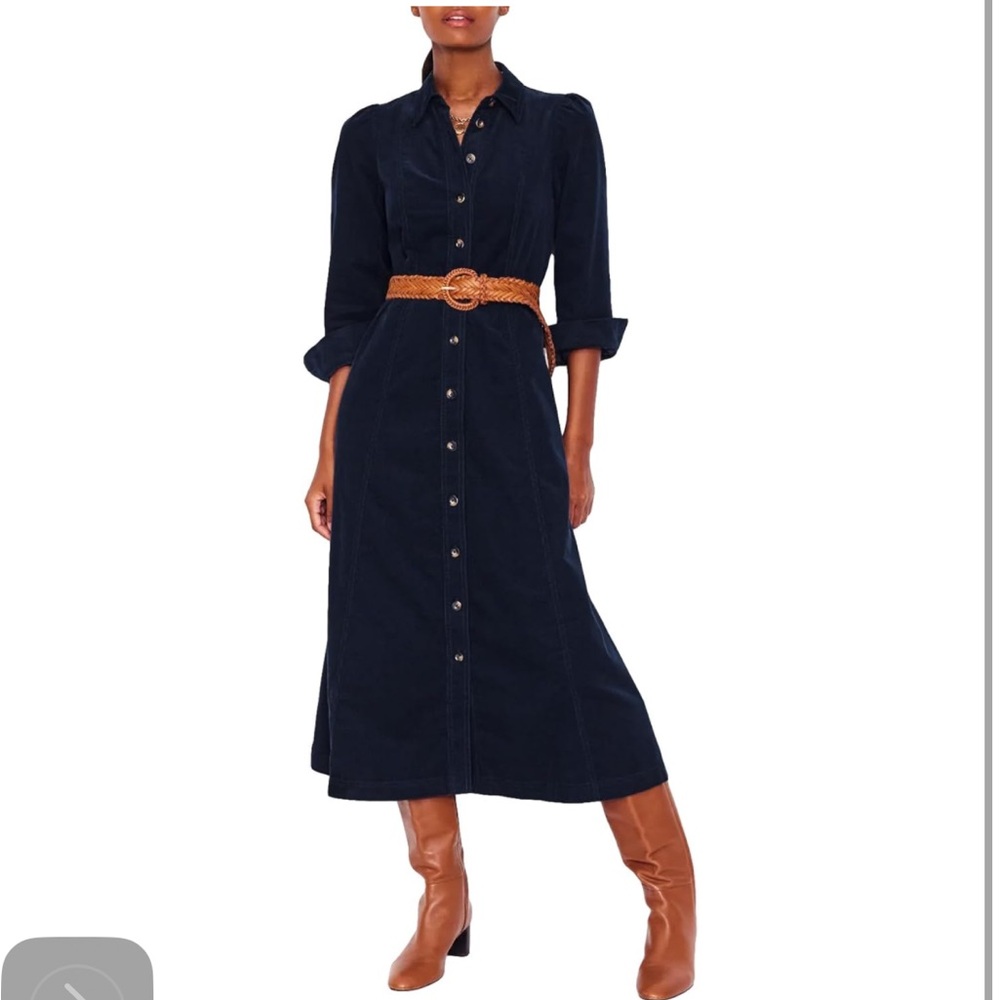 M Long Sleeve Cord Button Down Shirt Flowy Long Dress